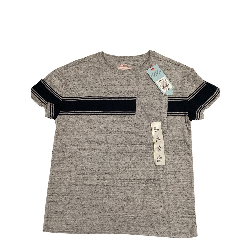 2-Cat & Jack Slim Fit Striped Pocket T-Shirt - Boys Size S (6/7) - New